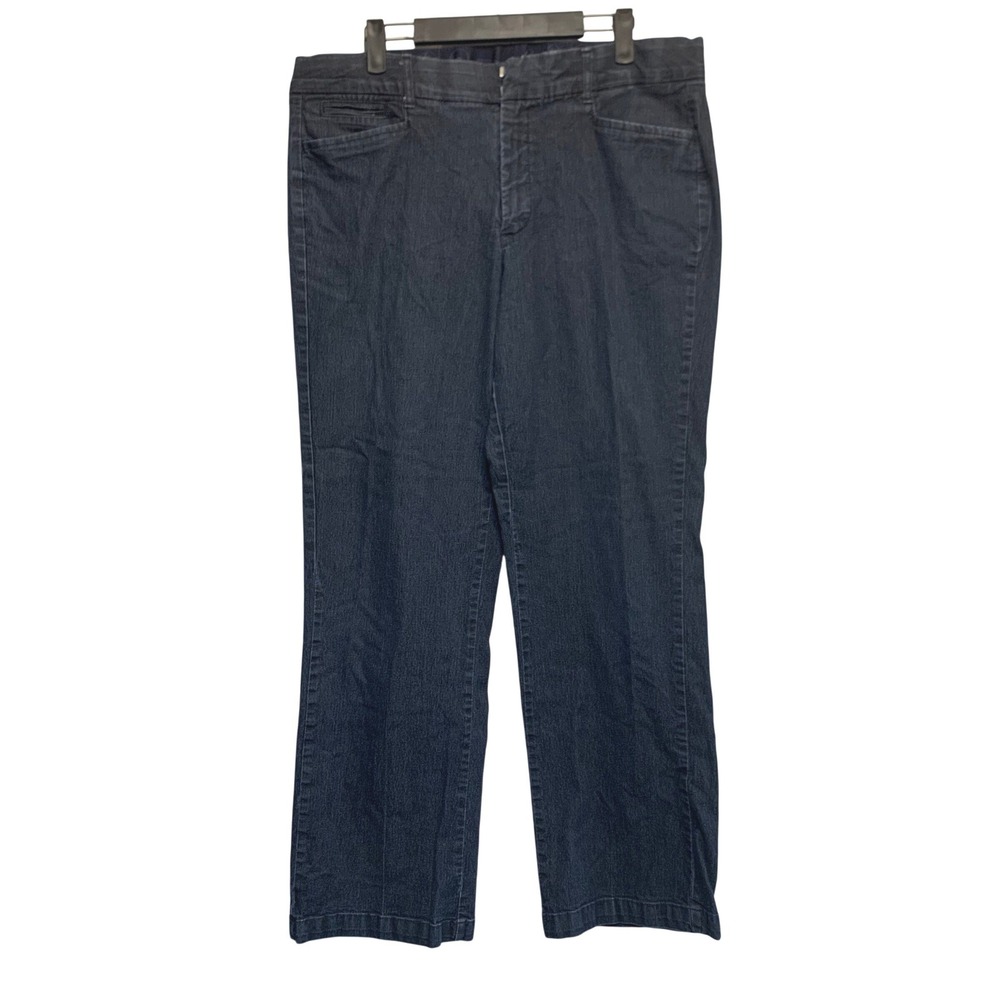 JM Collection Straight Leg Jeans Size 14 Dark Wash Stretch Comfort Clean Girl